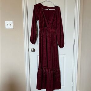 Express Deep Red Long Sleeve Dress